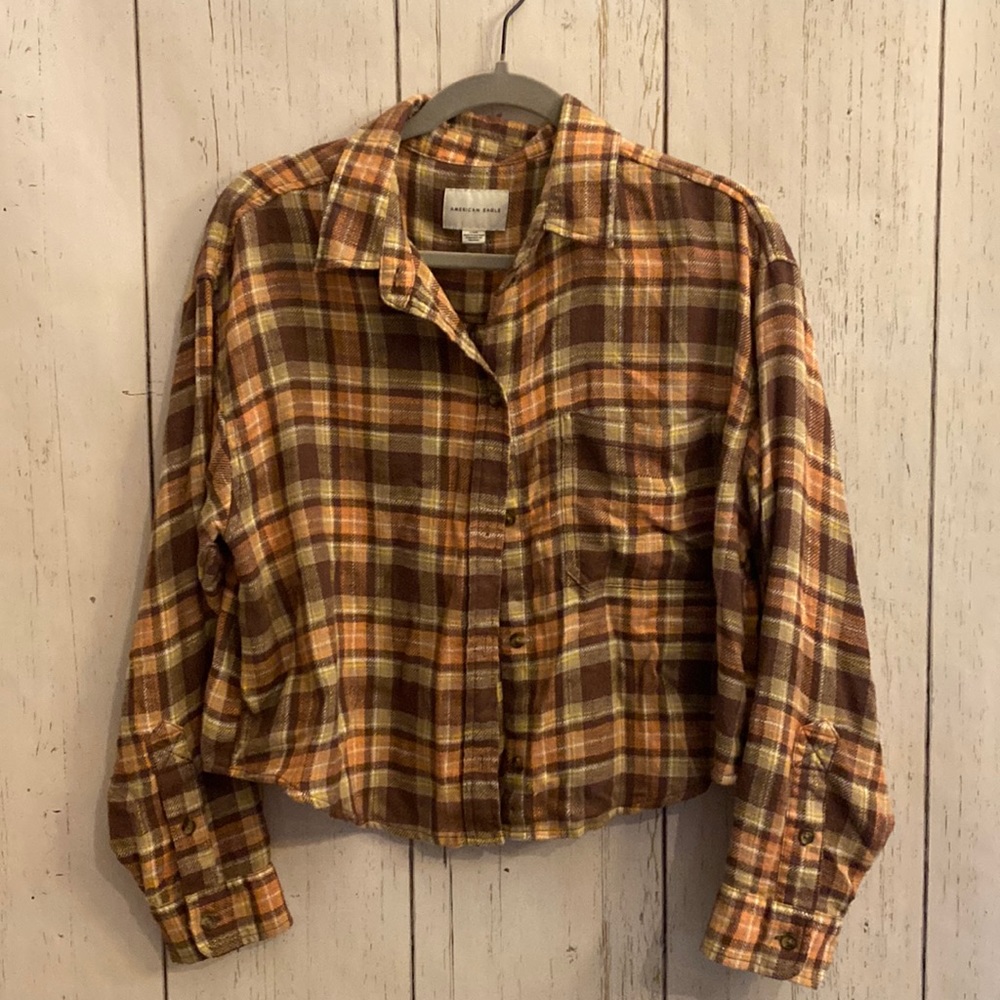 Cropped flannel shirt
